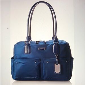 Tumi Voyageur Geneva Carry-All Nylon Leather Travel Bag Sapphire Blue